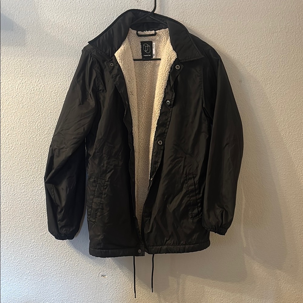 Original Use Black and Cream Windbreaker with Relaxed Fit